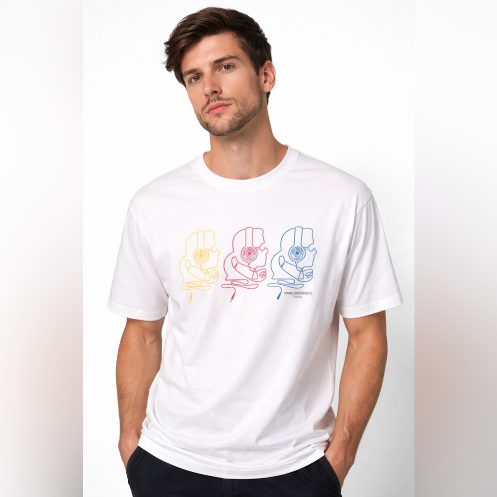 Karl Lagerfeld White Tee with Colorful Graphic